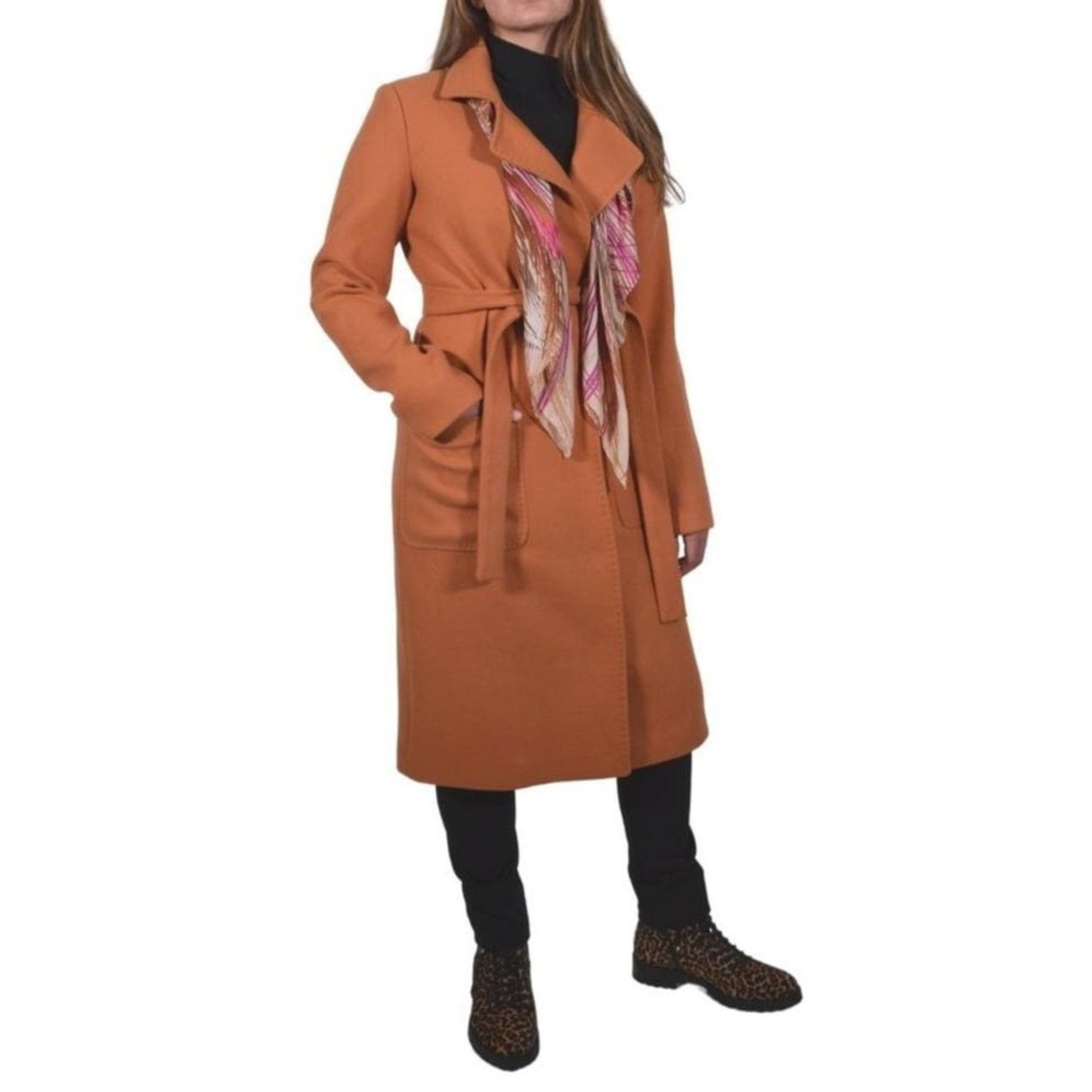 Cult Moda - Belted Wool Blend Long Coat - Us 12